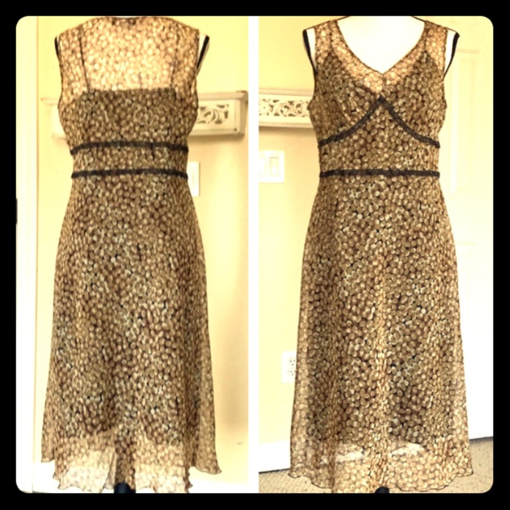 MEGHAN MATTHERS SHEER LACE EMBROIDERED DRESS